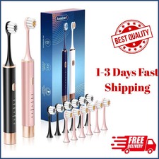 2 Pack Electric Toothbrush Sonic Toothbrush USB Rechargeable 12 Heads 6 Modes