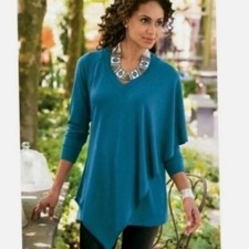 Soft Surroundings Woman's Sz S Blue Madison Cape Tunic Sweater 28583