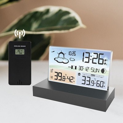 LCD Funk-Wetterstation mit Außensenor Wecker Funkuhr Kalender Vorhersage Hygro