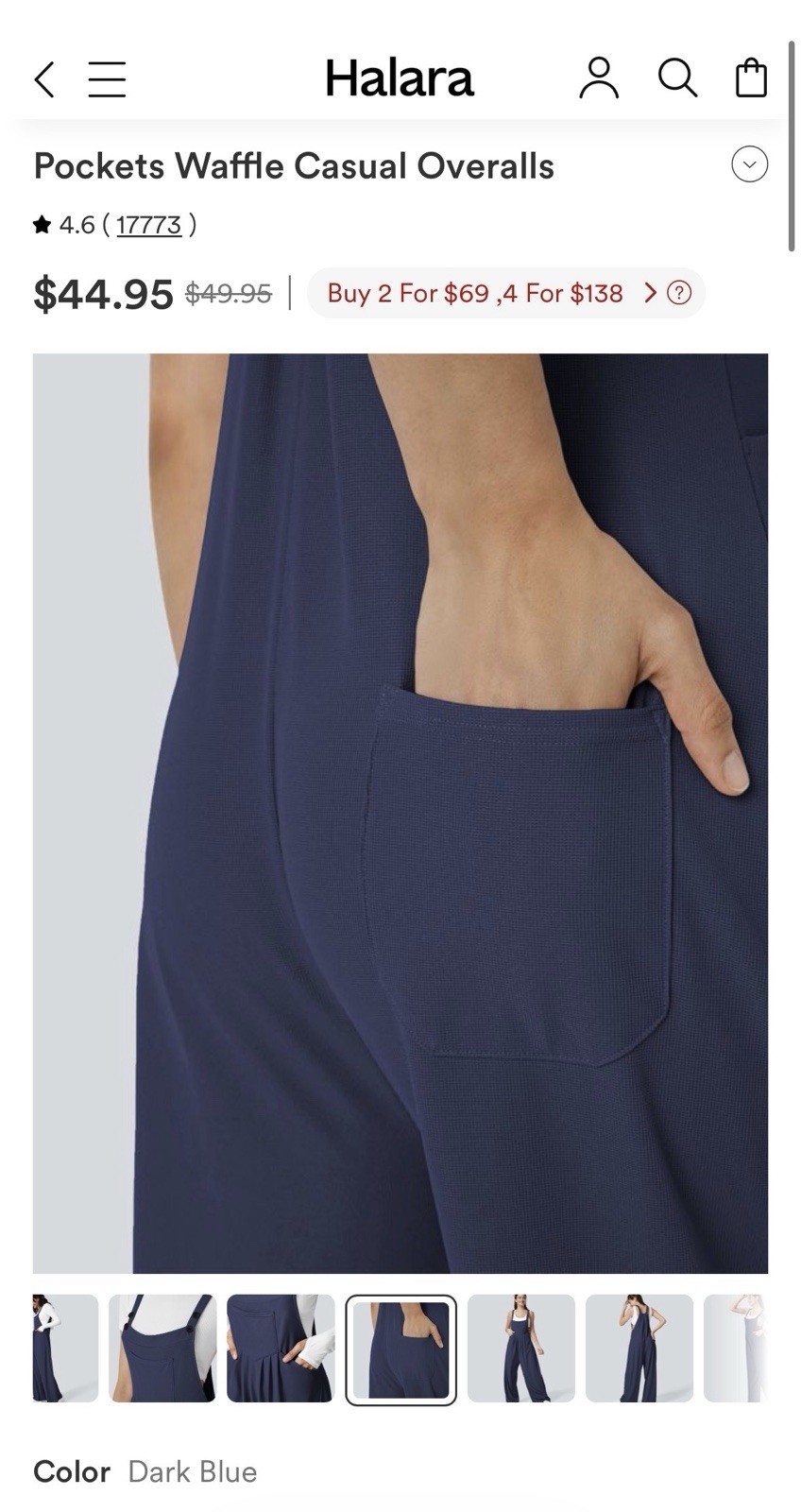 Halara NWT Dark Blue Adjustable Multiple Pockets … - image 9