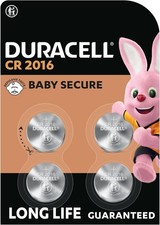 Image of Duracell CR2016 3V Lithium Coin Cell Batteries (4 Pack) Baby Secure Long Life