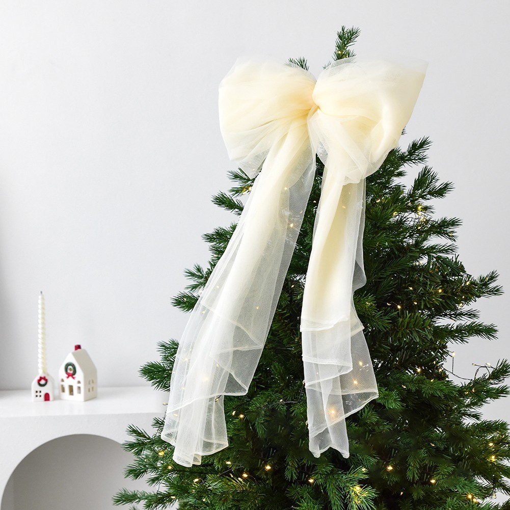 75cm Colorful Mesh Yarn Bowknot Christmas Tree Topper Decoration