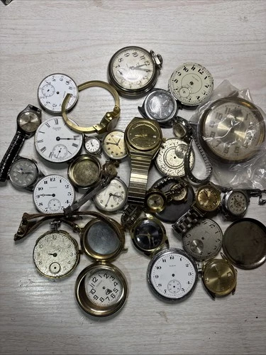 JUNK Vintage Lot Watches Movements Cases AS IS Missing Parts Repair Elgin Timex