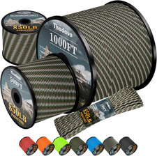 850Ib Reflective Paracord Rope, 50/100/200/500/1000Ft 4MM 11 Strand Parachute Co