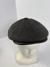 Jamont 57 Newsboy Hat Wool Gray Mens Med 7-7 1/4 Herringbone Paperboy Style