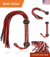 23-Inch Red Faux Leather Horse Riding Whip with Secure Grip - Perfect for Riders