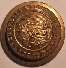 NEBRASKA Coat Button WATERBURY 22 .5mm - Post CIVIL WAR - Reconstruction Era