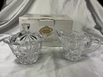 Shannon Crystal Sugar & Creamer Set Cut Glass w Lid Vintage Box