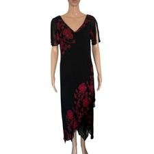 Vintage Y2K Fairy Floral Beaded Dress 12 Formal Prom Bias Chiffon Tiered New