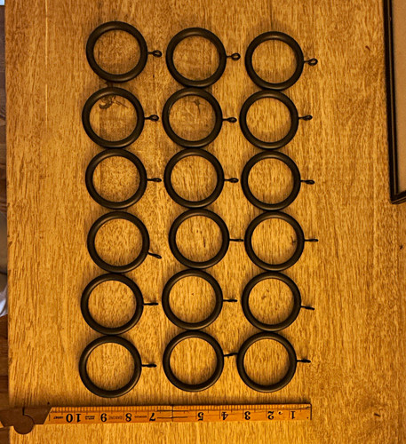 18 Heavy Rubbed bronze (almost black) Metal Curtain Rings  2 1/2   Diameter