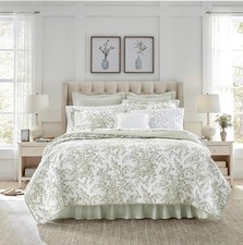 Laura Ashley Bedford Quilt Set 2 PC Cotton Reversible Twin New