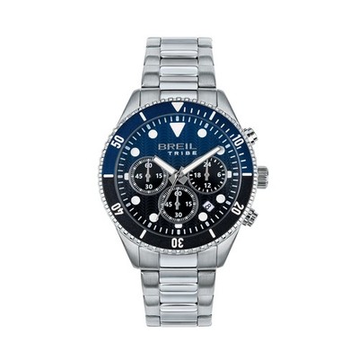 Mens Wristwatch BREIL Tribe OVERHAND EW0764 Chrono Stainless Steel Blue