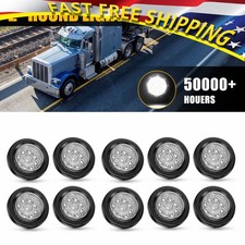 2" 10pc Inch DOT Round Clear Trailer 9 LED Marker Light w/ Grommet for Truck bus