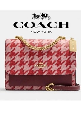 NWT Coach Klare Crossbody With Houndstooth Print CJ625 Im/Pink/Red