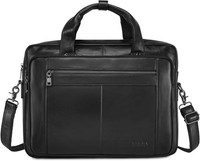 Aktentasche Leder Schwarz 15,6 Zoll Laptoptasche UmhäNgetasche Herren Business