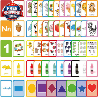 Flash Cards for Toddlers Learning: 54 Double Sides Flashcards for Alphabets, Num