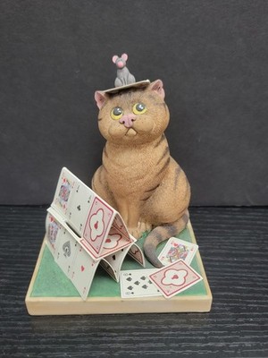 Enesco Comic & Curious Cats ''House Of Cards'' A6049 Resin Figurine (GUC *READ*)
