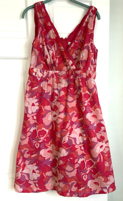 100% Cotton Coldwater Creek Floral Dress Boho Resort Wear Fit & Flare Pink | 8