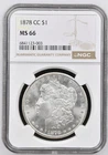 1878 CC Morgan Silver Dollar NGC MS-66