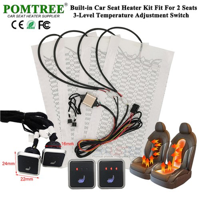 #ad Universal 12V Car Seat Heater Kit Heating Pads 3 Level Square Switch Fit 2 Seats $47.99
