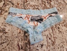 True Vintage Victoria Secret PINK Cheeky Snow Leopard Lace Trim Panty Small