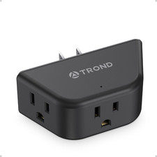 2 Prong to 3 Prong Outlet Extender, 3-Way Angled Plug Adapter with 3 AC Sockets,