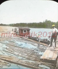 Photo plate glass, Scand. travel, Sweden, raftsmen b.d. work approx. 1910, 5026-753/51