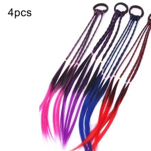 4pcs Colors Kids Girls Braid Wig Elastic Ties Pig Ponytail Ring