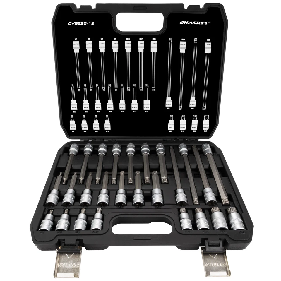 INNEN VIELZAHN STECKSCHLÜSSEL-SATZ 1/2 ZOLL 12-KANT STECK-NÜSSE 26-TEILIG M5-M18