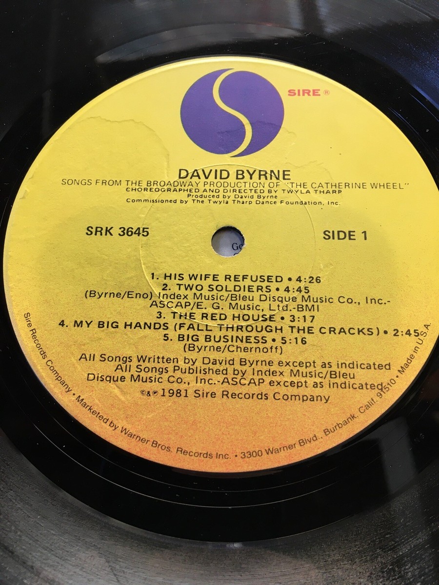 David Byrne - Songs From The Catherine Wheel LP VG+ SRK 3645