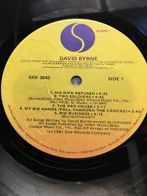 David Byrne - Songs From The Catherine Wheel LP VG+ SRK 3645