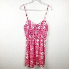 Everly Women Size Small Boho Pink White Spaghetti Straps Adjustable Dress