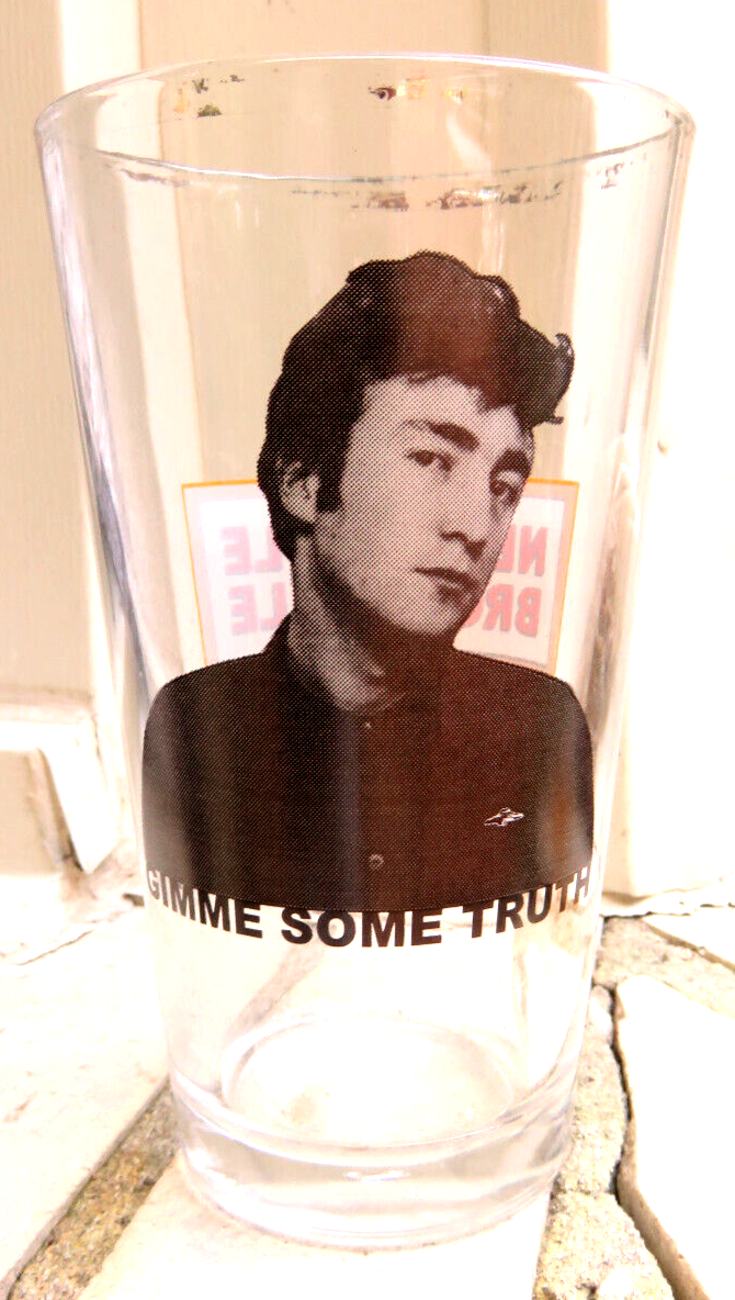 NEWCASTLE BROWN ALE Pint Beer Glass John Lennon Gimme Some Truth