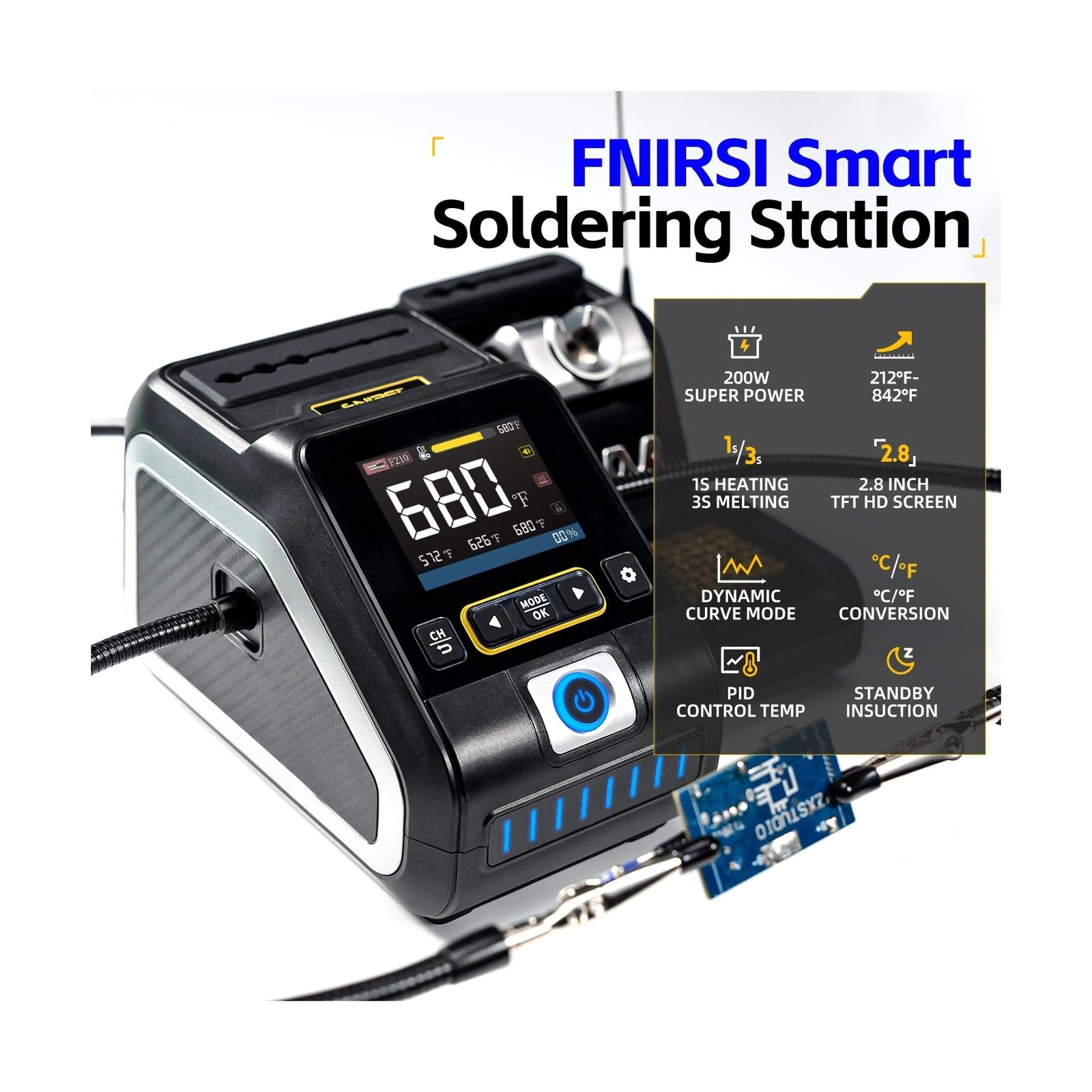 FNIRSI DWS-200 200W 245 Precision Digital Soldering Station Kit with 6 F245 S...