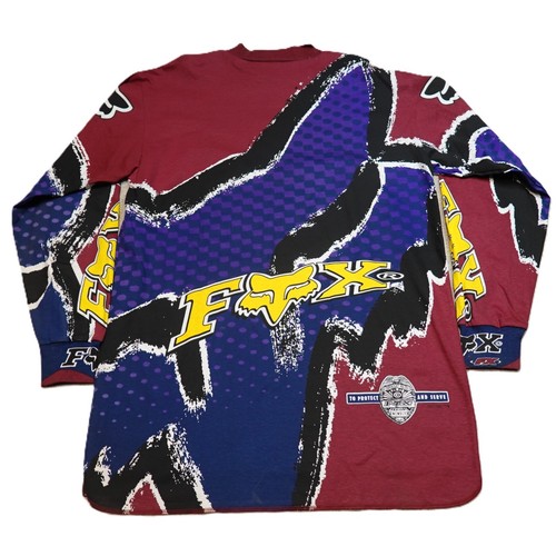 Vintage 90's Fox Image FX Racing Motocross Jersey Cotton Large 1995 NOS Maroon - Bild 21 von 21