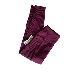 Nicole Miller Sport Women's Leggings Size Medium Wine Pockets New 68