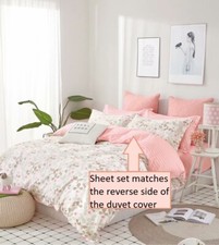 Queen Pink Blossom Sheet Set: 1 flat sheet 1 fitted sheet 2 pillowcases P1942