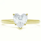 14K Yellow Gold Filled FN Solitaire Ring with 2 Ct Heart Moissanite Diamond