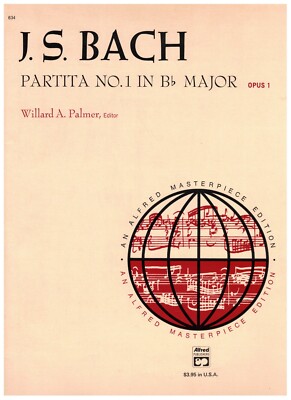 ALFRED MASTERWORK EDITION BACH PARTITA NO. 1 IN Bb MAJOR OPUS 1 MUSIC BOOK PIANO