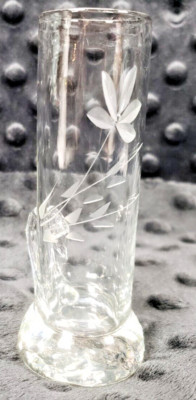Vintage Bohemian Crystal Etched Czechoslovakia 1950 s Shot Glasses with handle