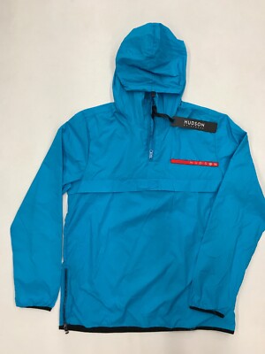 Hudson Outerwear 100% AUTHENTIC Neon Windbreaker Light Blue Mens Large 