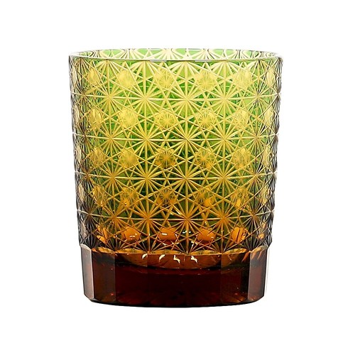 Cut Crystal Whiskey Glass Tumbler Edo Kiriko Drinkware Hand Cut Clear 9oz Green - Picture 8 of 13