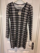 Women’s APRICOT (new Look) Body Con Checked Wiggle Dress Sz 10 BNWT NEW
