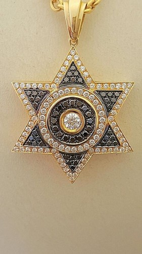 2Ct Round cut Real Moissanite Star of David Pendant 14K Yellow Gold Plated - Picture 4 of 7