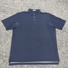 Peter Millar Polo Shirt Mens 2XL Blue Dots Summer Comfort Stretch Golf Preppy