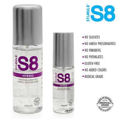 Stimul8 S8 Hybrid Lube Silicone Based Lubricant & Combined Hybrid Water