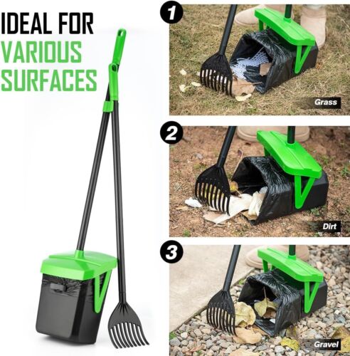 Pooper Scooper Swivel Bin & Rake with 100 Waste Bags, Dog Pooper Scooper - Picture 6 of 6