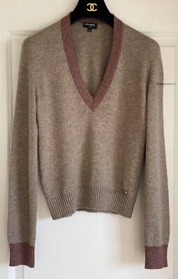 NEW 16A PARIS ROME CHANEL BROWN RUNWAY CASHMERE SWEATER TOP 36 | eBay