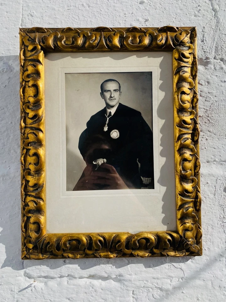 17.5英寸升古董镀金木框架西班牙、意大利黄金、西班牙军人照片 — 第 2/4 张图片