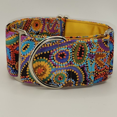 Indigenous Emu Dreaming Coloured Martingale Collar 2" 1.5" 1" - Picture 7 of 10